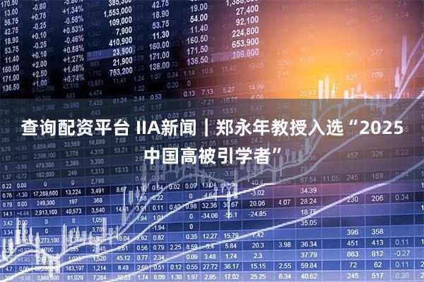 查询配资平台 IIA新闻｜郑永年教授入选“2025中国高被引学者”